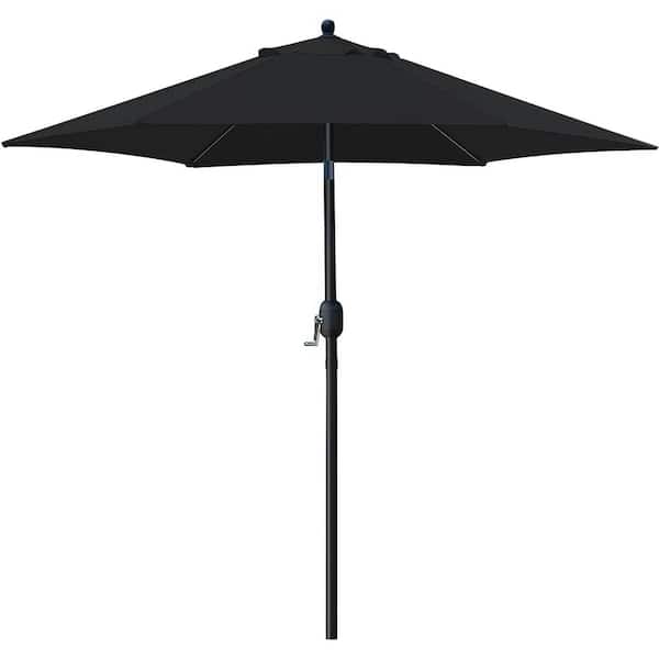 7.5 ft. Patio Umbrella in Black, Outdoor Table Umbrella with Crank Lift and Push Button Tilt, for Garden Backyard Deck