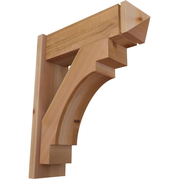 Ekena Millwork 8 in. x 28 in. x 24 in. Merced Arts and Crafts Smooth Western Red Cedar Outlooker