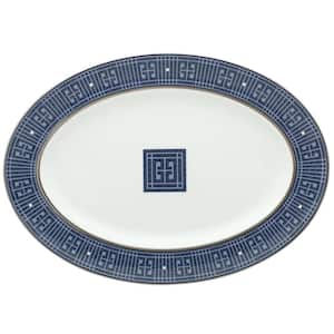 Infinity Blue 14 in. Blue Bone China Oval Platter