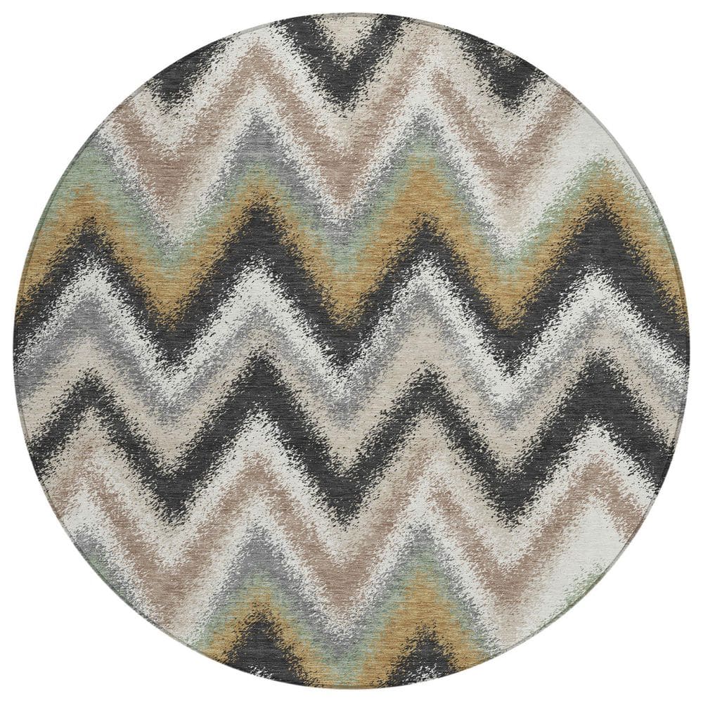 Chantille Machine Washable Indoor/Outdoor Abstract ACN2596 Charcoal 8 ft. x 8 ft. Round Rug price history on PriceWatchPro
