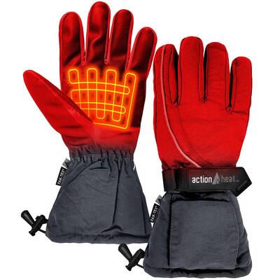 Men's 1-Size Grey AA Heated Snow Gloves
