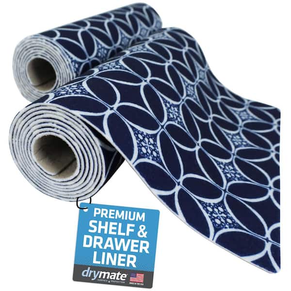 Drymate Premium Indigo Navy 12 in. D x 0.13 in. H x 59 in. L Slip Resistant Absorbent Waterproof Drawer and Shelf Liner (2-Pack)