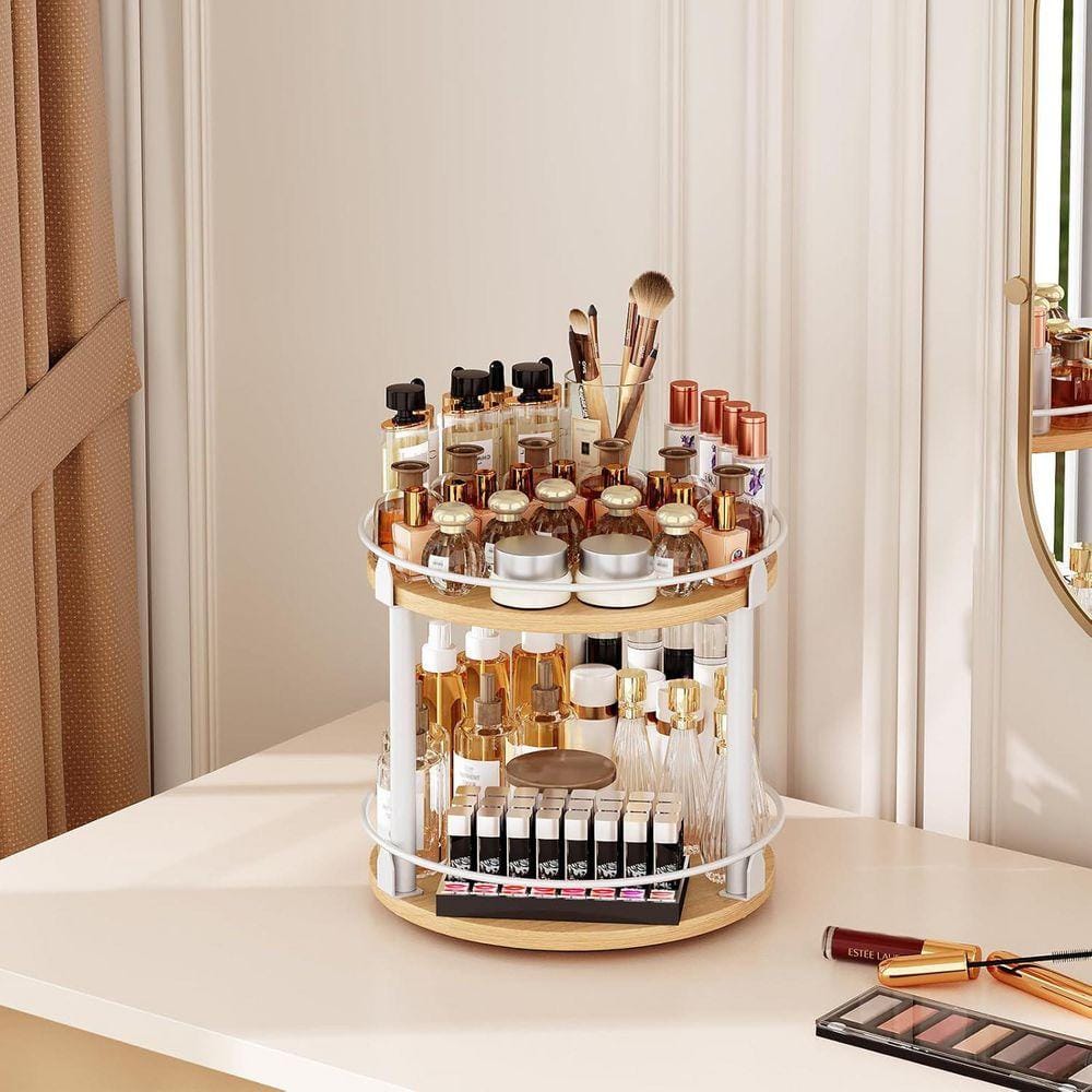 Lynzavix 2 Tier Metal Rotating Spice Rack for Kitchen Countertop