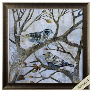 Victoria Metallic Blue and Gray Bird Pair in Tree 2 by Unknown Wooden Wall Art