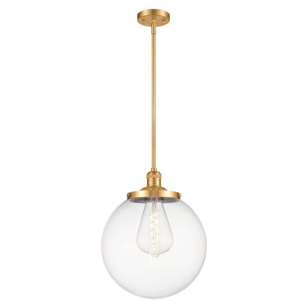 Satin Gold 17" Glass Globe Pendant Light