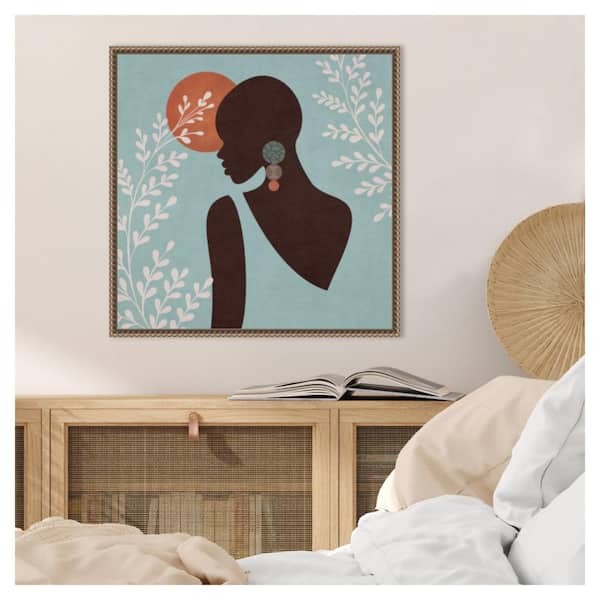African Woman 2 by Emel Tunaboylu Floater Frame Canvas People Wall Art Print 22 in. x 22 in.