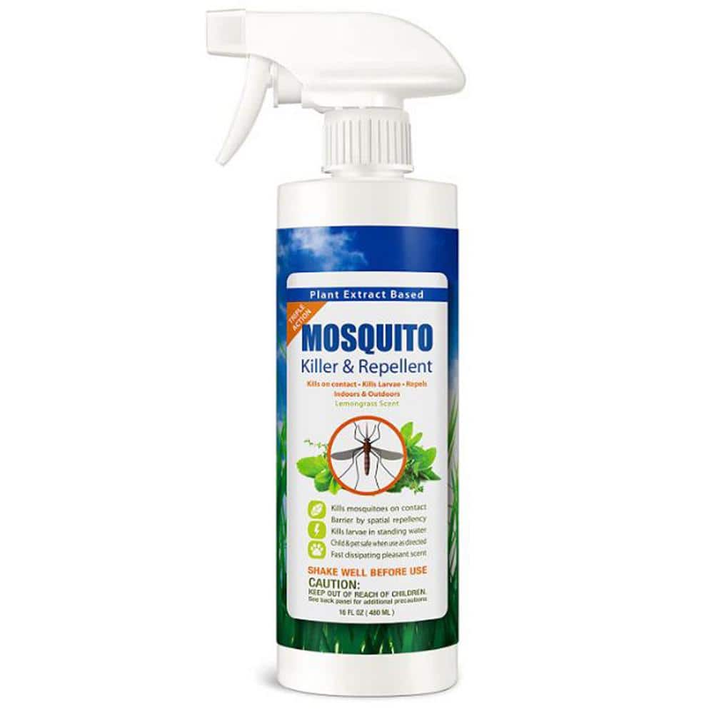 ECOVENGER Mosquito Spray by EcoRaider 16 oz. Triple-Aciton, Larvae Control,  Pleasant Scent, Plant-Based Child /Pet Safe EM1RM90016 - The Home Depot
