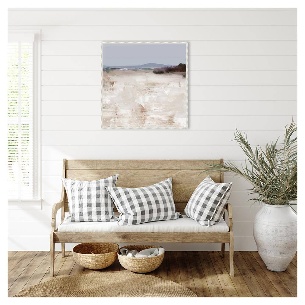 30"x30" Beaded White Framed Abstract Landscape Canvas Print