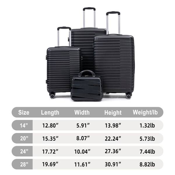 Noble House Luxen 4-Piece Black PP Hardside Spinner Wheel Luggage