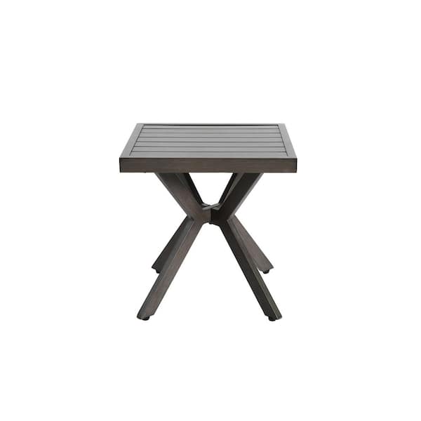 17.72 in. Square Aluminium Outdoor Side Table in Grey
