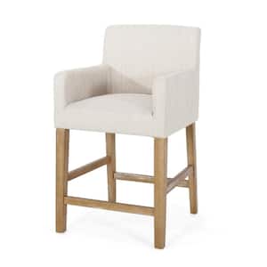 Deville 26 in. Beige and Weathered Brown Wood Bar Stool