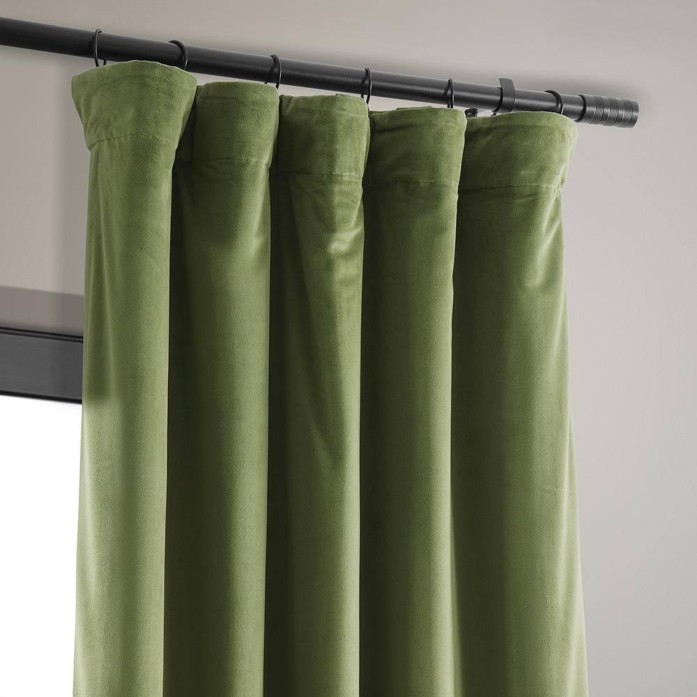 Basque Green Velvet Blackout Curtain Panel, 50" x 96"