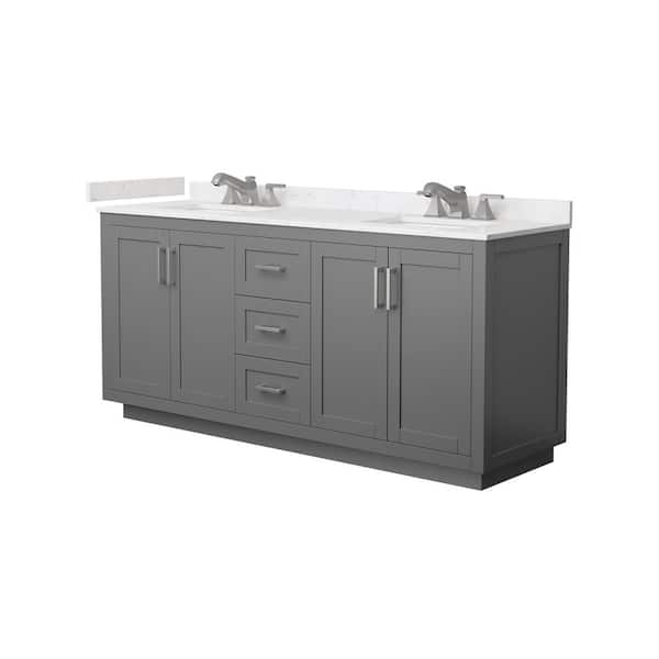 Miranda 72 in. Double Freestanding Dark Gray Bath Vanity with Carrara Cultured Marble Top Assembled