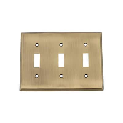 Brass 3-Gang 3-Toggle Wall Plate (1-Pack)