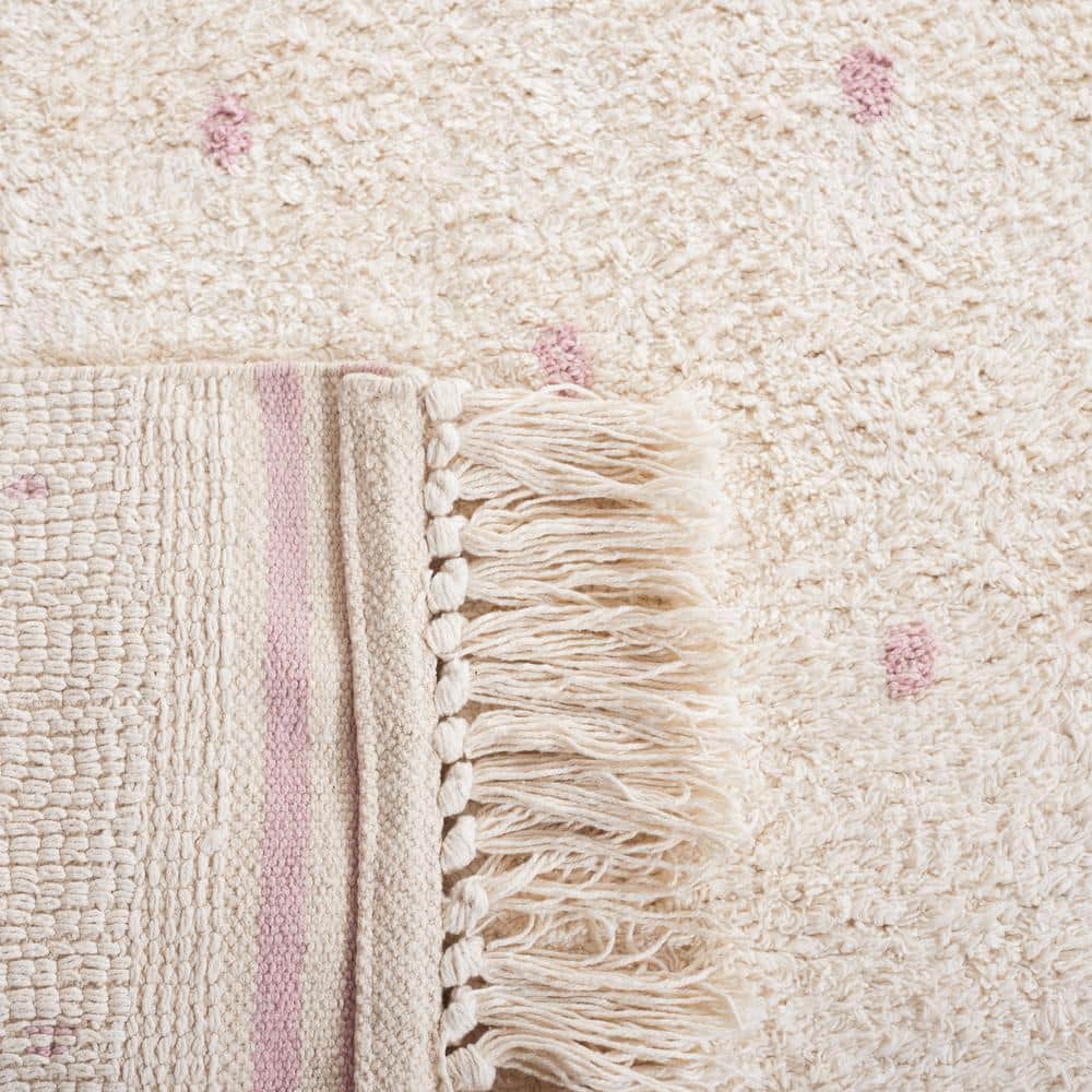 Ivory and Pink Hand-Knotted Reversible Area Rug, 3' x 5'