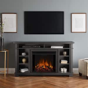 Belford 56 in. Freestanding Electric Fireplace TV Stand in Gray