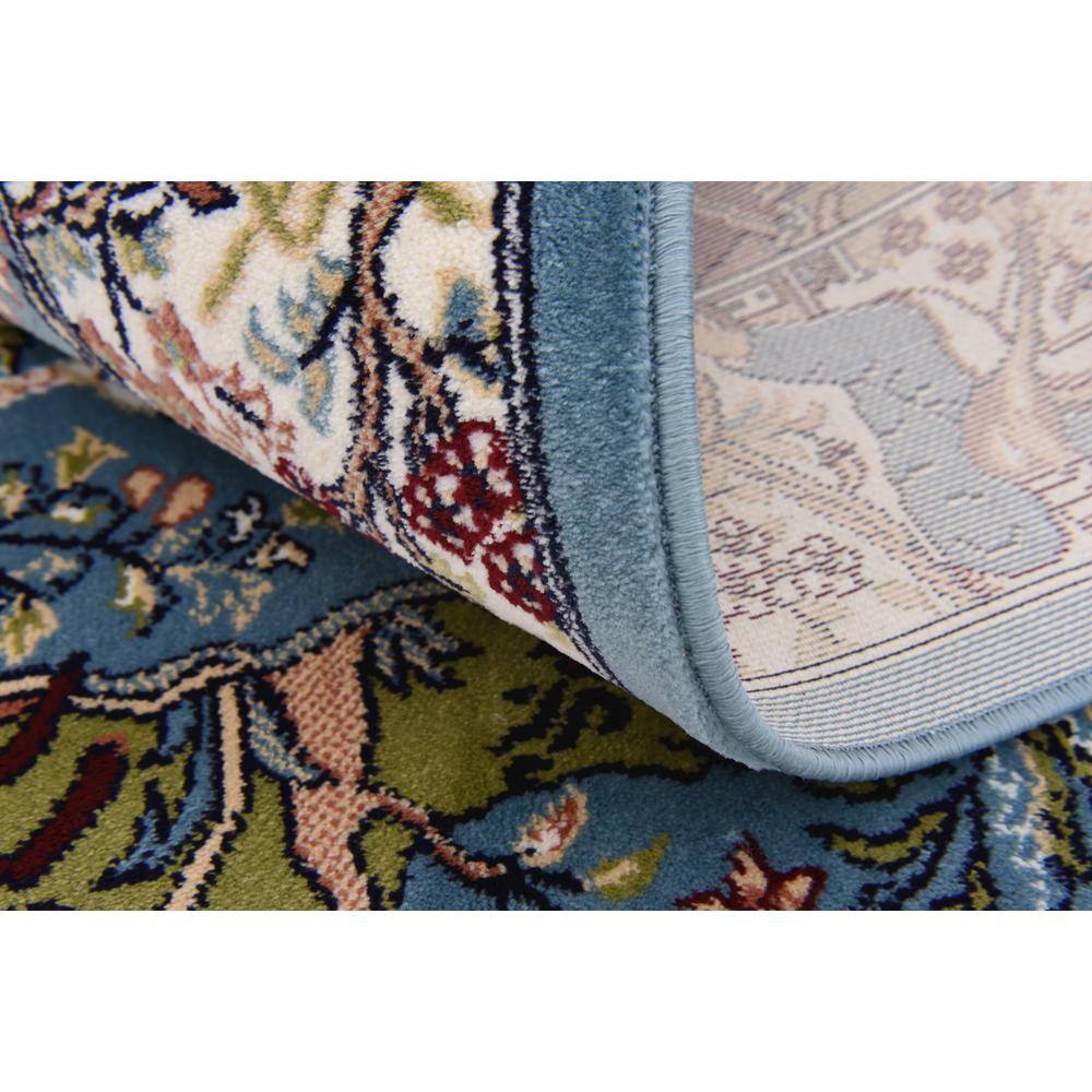 Blue and Tan Floral Synthetic Indoor Runner Rug