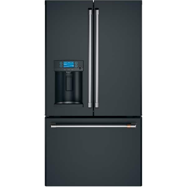 Cafe 22.2 cu. ft. Smart French Door Refrigerator with Hot Water Dispenser in Matte Black, Counter Depth and ENERGY STAR