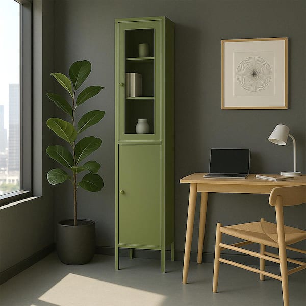 Aviva Green 71in. Office Storage Cabinet with 4 Shelves