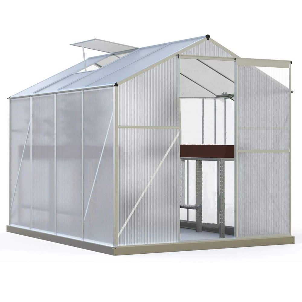 6 ft. x 8 ft. Polycarbonate Greenhouse with Roof Vent for Outdoors Gardenin
