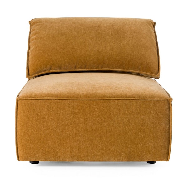 Divani Casa Gene Modern 33 in. Armless 1-piece Fabric Square Sectional Sofa in Ochre