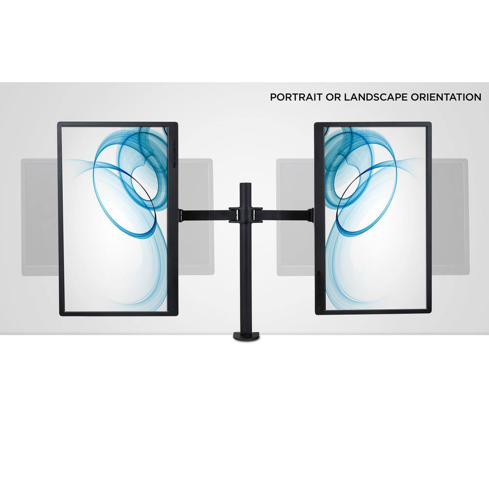 Black Dual Monitor Desk Mount with Adjustable Arms