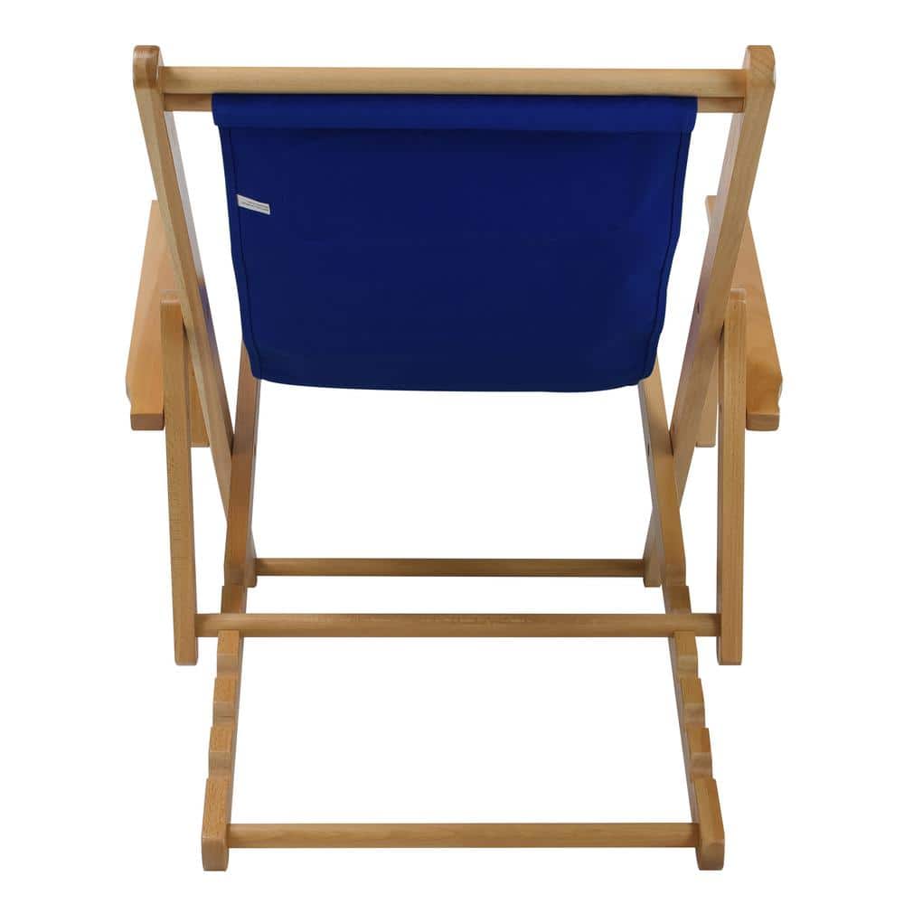 Natural Wood Sling Chair with Royal Blue Canvas