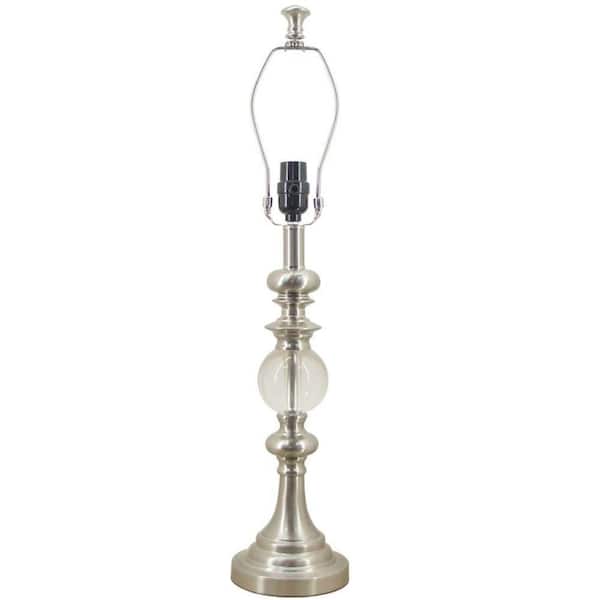 Hampton Bay Mix and Match 27.25 in. Brushed Nickel and Crystal Sphere Table Lamp - Title 20