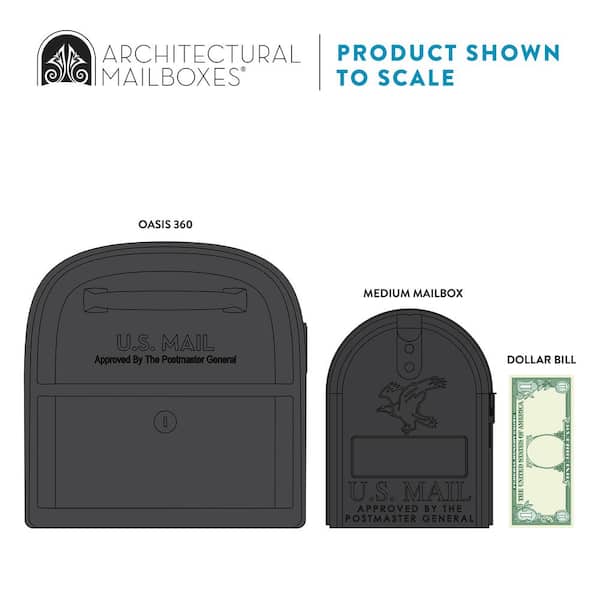 Architectural Mailboxes Oasis 360 Pewter, Large, Steel, Locking