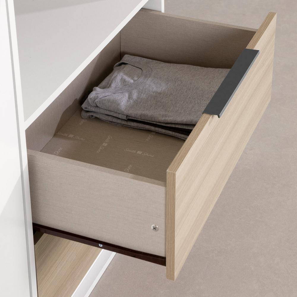 Double Soft Elm and White 2-Drawer Dresser with Door