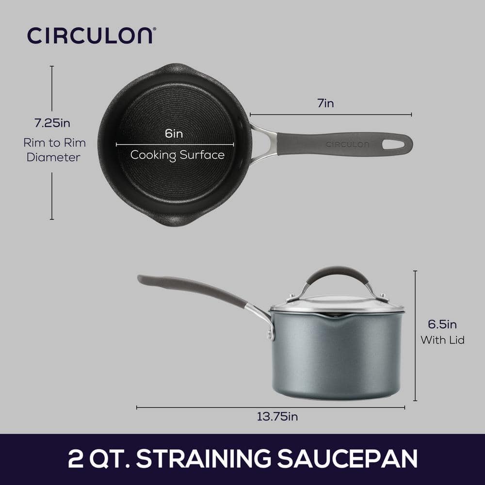 Graphite Aluminum Nonstick Saucier with Pour Spout and Lid