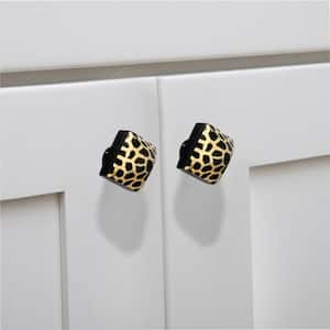 Stone Pattern Pyramid 1-3/8 in. (35mm) Black on Distressed Yellow Cabinet Knob