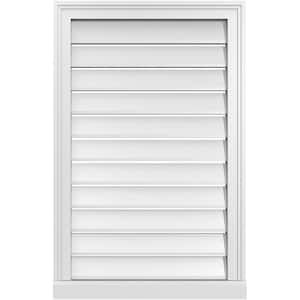22 in. x 34 in. Vertical Surface Mount PVC Gable Vent: Functional with Brickmould Sill Frame