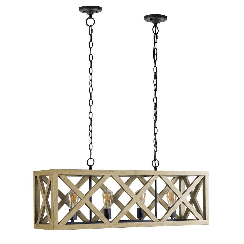 Black and Wood LED Farmhouse Pendant Light