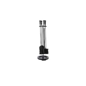 5-Piece Black Fireplace Tool Set with Ball Handles
