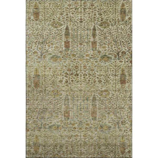 Mayfield Premium Machine Washable Abstract AMF2053 Wheat 3 ft. x 5 ft. Area Rug