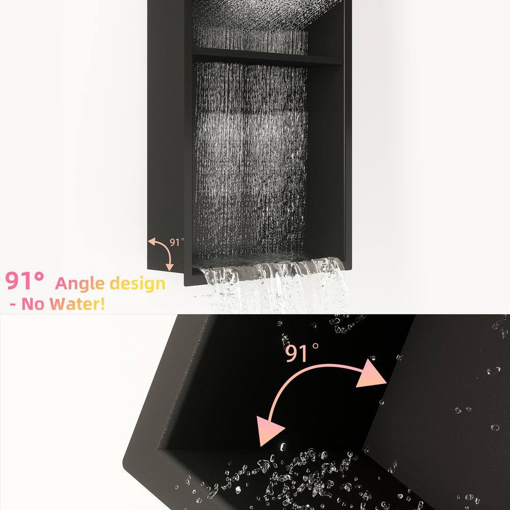 Matte Black Stainless Steel Double Shelf Recessed Shower Niche