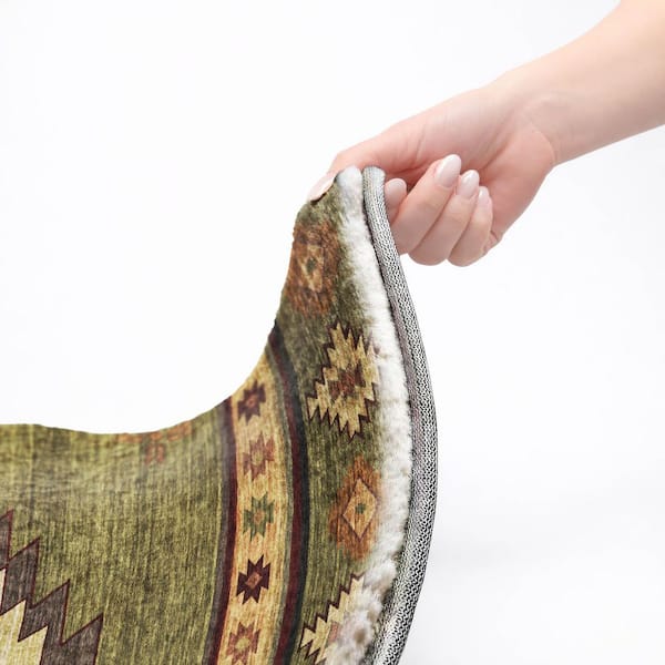 Dream Shag Premium Machine Washable Abstract ADS179 Green 8 ft. x 10 ft. Area Rug