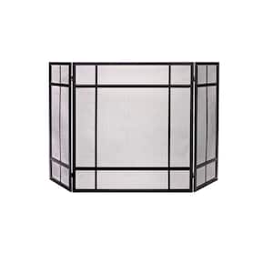 3 Fold Black Mission Fireplace Screen