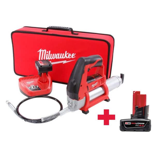 Milwaukee M12 12V Lithium-Ion Cordless Grease Gun with M12 6.0 Ah Battery Pack