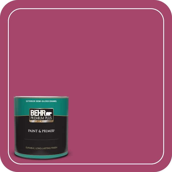 BEHR PREMIUM PLUS 1 qt. Home Decorators Collection #HDC-SM14-1 Fuschia Flair Semi-Gloss Enamel Exterior Paint & Primer