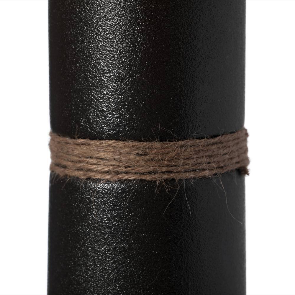 Elegant Cylinder Ceramic Table Vase in Black with Decorative Rope