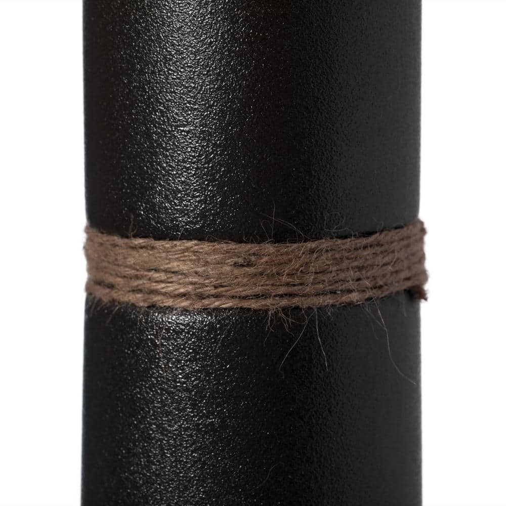 Black Ceramic Cylinder Table Vase Set with Twisted Cord Trim