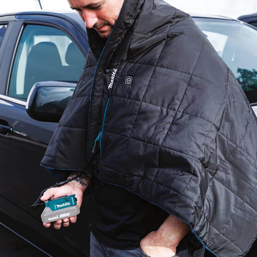Black Polyester Hooded Heated Blanket with 3 Heat Settings