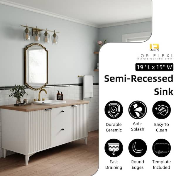 ALLEGRESSE27インチ Los Flexi 19 in. x 15 in. Semi Recessed Bathroom Sink Rectangular