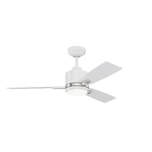 Nuvel 42 in. Indoor White and Satin Nickel Standard Ceiling Fan with True White Integrated LED with Remote Included