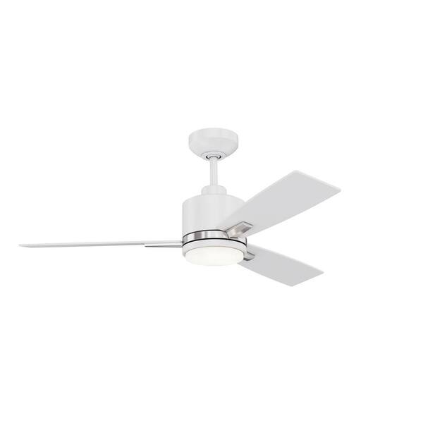 Kendal Lighting Nuvel 42 in. Indoor White and Satin Nickel Standard Ceiling Fan with True White Integrated LED with Remote Included
