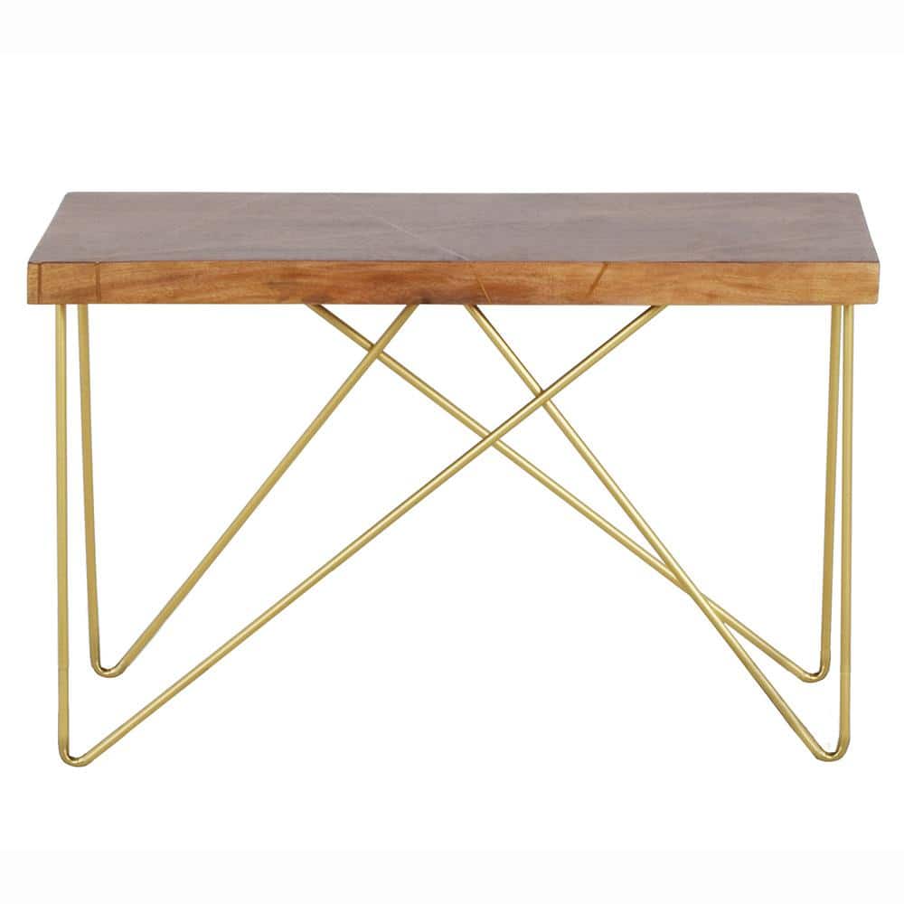Walter Warm Pine and Brass Industrial Sofa Table