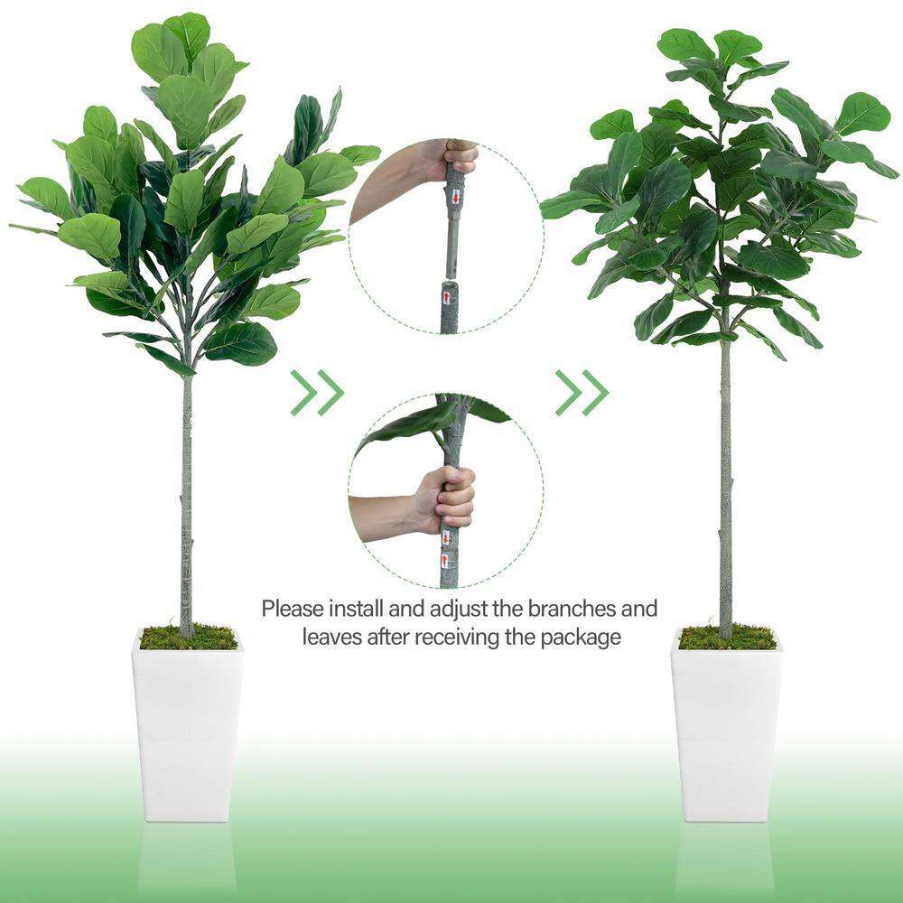 5FT Artificial Fiddle Leaf Fig Tree with White Plastic Pot