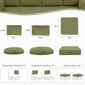 26 in. x 26 in. x 5 in. (14-Piece) Deep Seating Outdoor Sectional Replacement Cushion Light Green